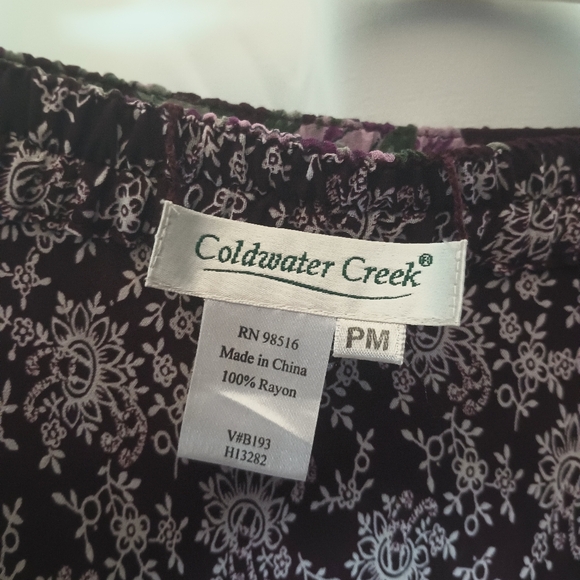 Coldwater Creek Reversible Fairy Maxi Skirt Medium Petite Purple Floral Cottage - Picture 9 of 12